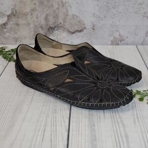 Pikolinos Jerez Cut-out Floral Leather Slip-on Moccasin Loafers Womens Size 6.5